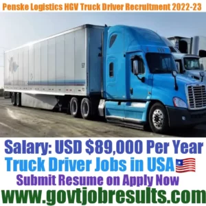 Penske logistics HGV Truck Driver Recruitment 2022-23