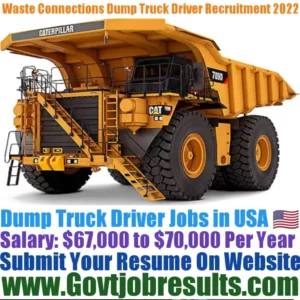 Waste Connections Dump Truck Driver Recruitment 2022-23