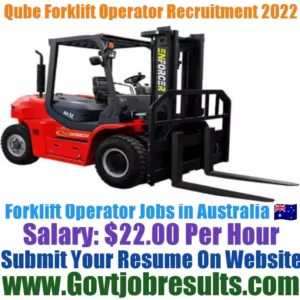 Qube Forklift Operator Recruitment 2022-23