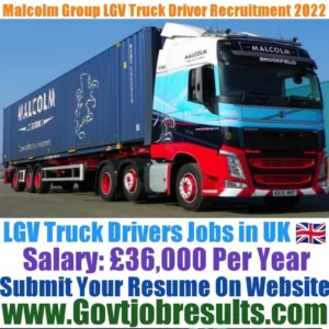 Malcolm Group LGV Truck Driver Recruitment 2022-23
