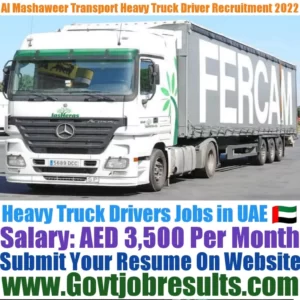 Al Mashaweer Transport Heavy Truck Driver Recruitment 2022-23