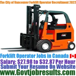 The City of Vancouver Forklift Operator Recruitment 2022-23