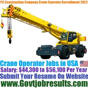 PC Construction Company Crane Operator Recruitment 2022-23
