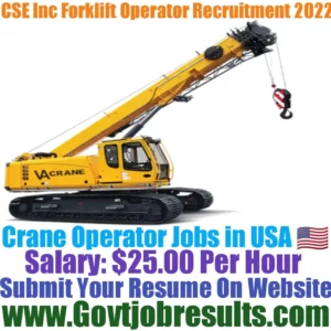 CSE Inc Crane Operator Recruitment 2022-23