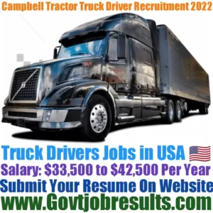 Campbell Tractor Truck Driver Recruitment 2022-23