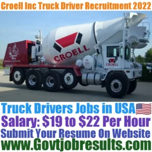 Croell Inc Truck Driver Recruitment 2022-23