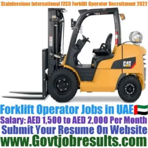 Stainlessinox International FZCO Forklift Operator Recruitment 2022-23