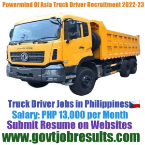 Powerminds of Asia HGV Truck driver Recruitment 2022-23