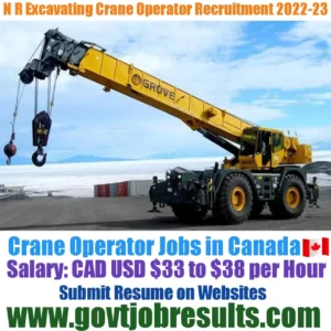 N R Excavating Crane Operator Recruitment 2022-23