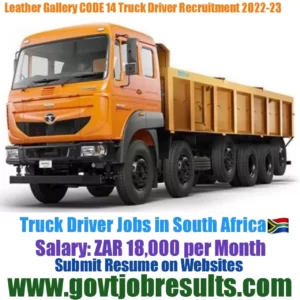 Leather Gallery CODE 14 Truck Driver Recruitment 2022-23
