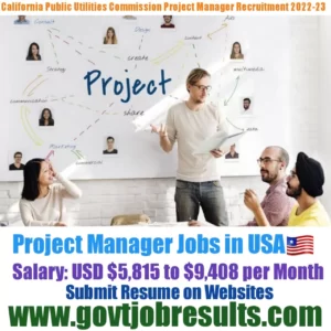 California Public Utilities Commission Project Manager Recruitment 2022-23
