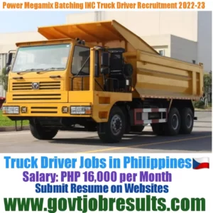 Power Megamix Batching INC Truck Driver Recruitment 2022-23