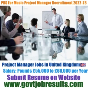 PRS For Music Project Manager Recruitment 2022-23