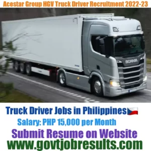 Acestar Group HGV Truck Driver Recruitment 2022-23