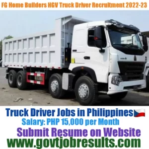 FG Home Builders HGV Truck Driver Recruitment 2022-23