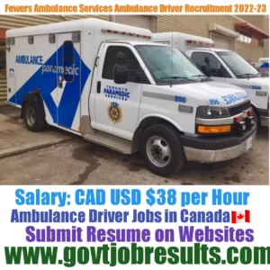 Fewers Ambulance Services Ambulance Driver Recruitment 2022-23