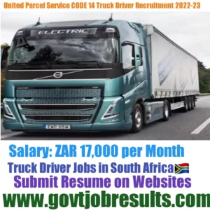 United Parcel Service CODE 14 Truck Driver Recruitment 2022-23