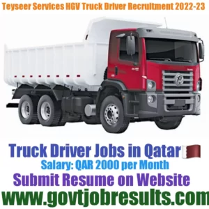 Teyseer Services HGV Truck Driver Recruitment 2022-23