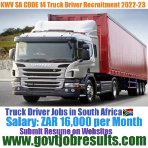 KWV SA CODE 14 Truck Driver Recruitment 2022-23