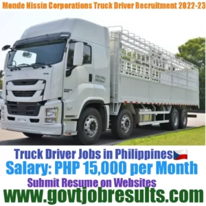 Monde Nissin Corporation HGV Truck Driver Recruitment 2022-23