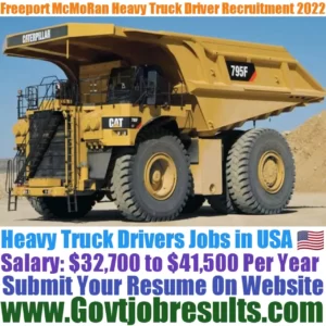 Freeport McMoRan Truck Driver Recruitment 2022-23