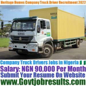 Heritage Homes Company Truck Driver Recruitment 2022-23