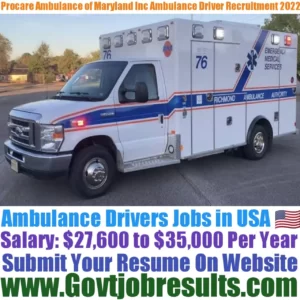 Procare Ambulance of Maryland Inc Ambulance Driver Recruitment 2022-23