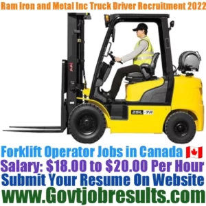 Ram Iron and Metal Inc Forklift Operator Recruitment 2022-23