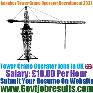 Renaker Tower Crane Operator Recruitment 2022-23