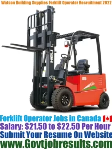 Watson Building Supplies Forklift Operator Recruitment 2022-23