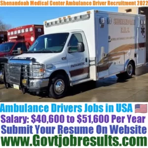 Shenandoah Medical Center Ambulance Driver Recruitment 2022-23
