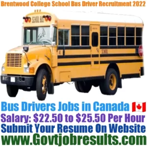 Brentwood College School Bus Driver Recruitment 2022-23