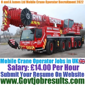 N and A James Ltd Mobile Crane Operator Recruitment 2022-23