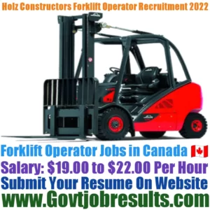 Holz Constructors Forklift Operator Recruitment 2022-23