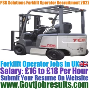 PSR Solutions Forklift Operator Recruitment 2022-23