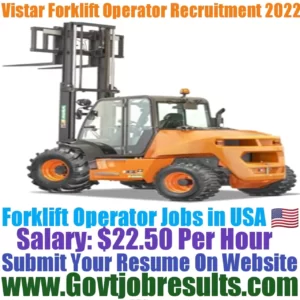 Vistar Forklift Operator Recruitment 2022-23