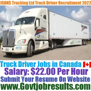 JSONS Trucking Ltd Truck Driver Recruitment 2022-23