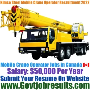 Kimco Steel Mobile Crane Operator Recruitment 2022-23