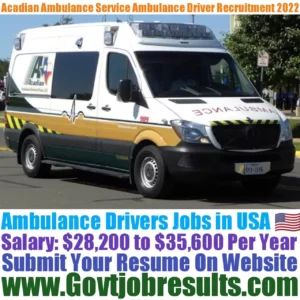 Acadian Ambulance Service Ambulance Driver Recruitment 2022-23