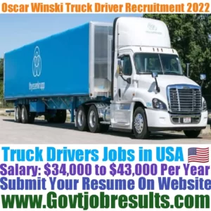 Oscar Winski Truck Driver Recruitment 2022-23