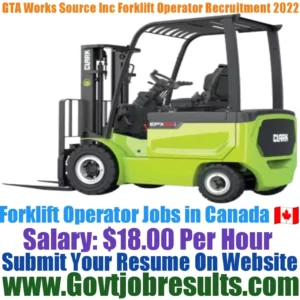 GTA Work Source Inc Forklift Operator Recruitment 2022-23