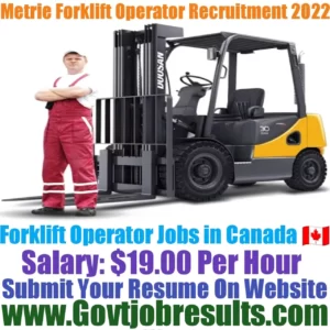 Metrie Forklift Operator Recruitment 2022-23