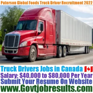 Paterson Global Foods Truck Driver Recruitment 2022-23