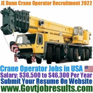 JE Dunn Crane Operator Recruitment 2022-23