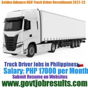 Golden Advance HGV Truck Driver Recruitment 2022-23