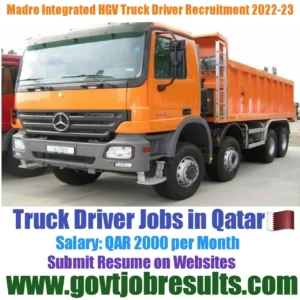Madre Integrated HGV Truck Driver Recruitment 2022-23