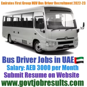 Emirates First Group HGV Bus Driver Recruitment 2022-23