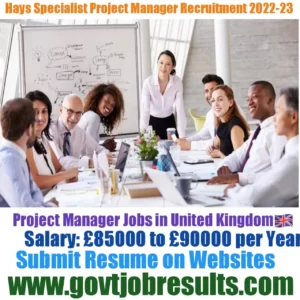 Hays Specialist Project Manager Recruitment 2022-23