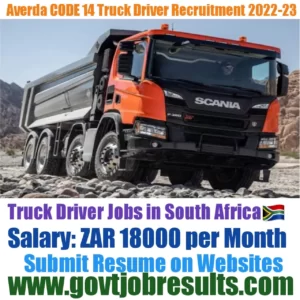 Averda Central CODE 14 Truck driver Recruitment 2022-23