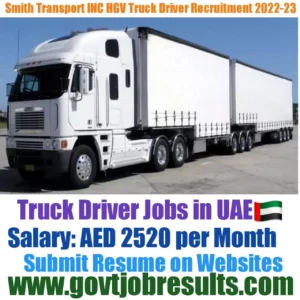 Smith Transport INC HGV Truck Driver Recruitment 2022-23